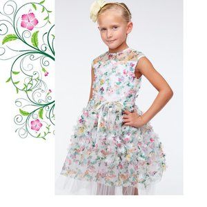 Halabaloo Flower‎ Petals Girls Fancy Spring Mothers Day Wedding Dress 7 8 NWT